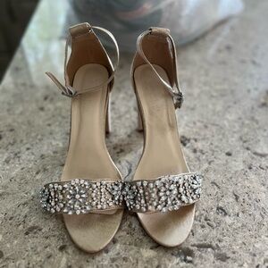 Benjamin Walk Tan/Gold Crystal Embellished Heels